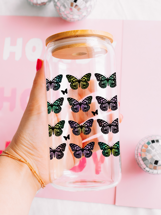 Butterfly Haven - 16oz Iced Coffee Glass Can